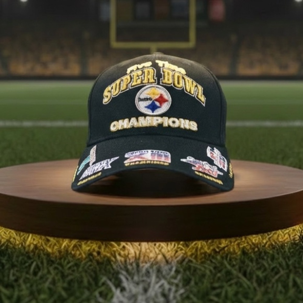 Vintage Pittsburgh Steelers 5X Super Bowl Champions Hat Cap Reebok NFL Rare